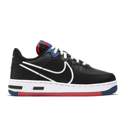Grade School Shoes - Nike Air Force 1 React - Black-Smoke Grey-Laser Crimson