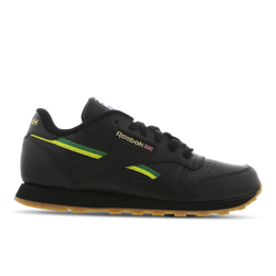 Grade School Shoes - Reebok Classic Leather - Black-Green-Yellow