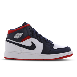 Grade School Shoes - Jordan 1 Mid - White-Red-Midnight Navy