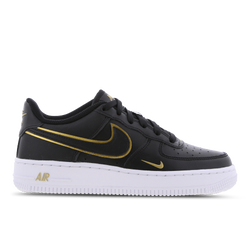 Grade School Shoes - Nike Air Force 1 Low - Black-Black-Mtlc Gold