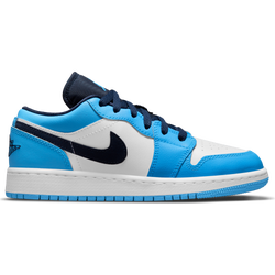 Grundschule Schuhe - Jordan 1 Low - White-Dk Powder Blue-Obsidian