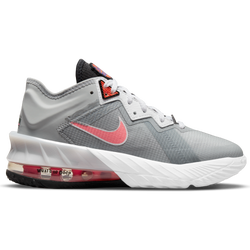 Grade School Shoes - Nike Lebron 18 Low - Lt Smoke Grey-Sunset Pulse-Black