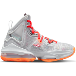 Grade School Shoes - Nike Lebron 19 - Grey Fog-Roma Green-Total Orange