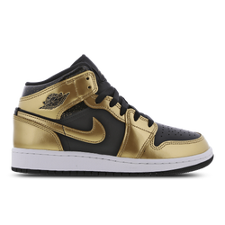 Primaria y colegio Zapatillas - Jordan 1 Mid - Black-Mtlc Gold-White