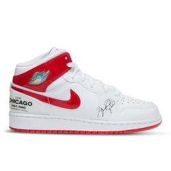 Grade School Shoes - Jordan 1 Mid - White-Clear Pink-Silver
