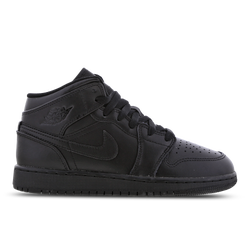 Grade School Shoes - Jordan 1 Mid - Black-Black-Black