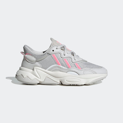 Grade School Shoes - adidas Ozweego - Grey One-Crystal White-Beam Pink