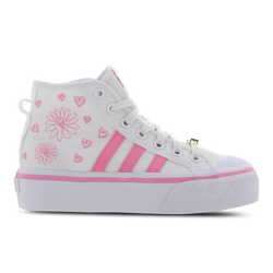 Grade School Shoes - adidas Nizza Platform Hi - White-Bliss Pink-Gold Met