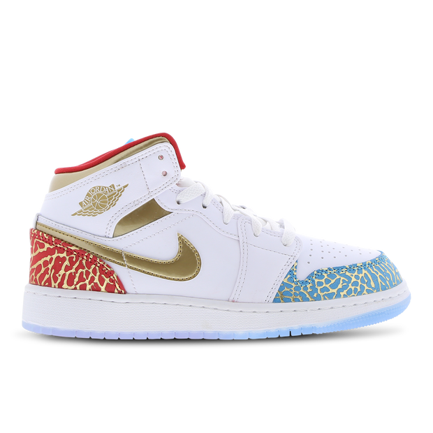 Air Jordan 1 Mid Sneaker School sko til store barn - Hvit - FB2212-100