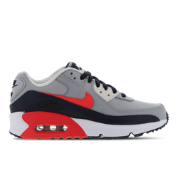 Grade School Shoes - Nike Air Max 90 - Lt Smoke Grey-Bright Crimson-Dark Obsidian