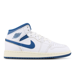 Grade School Shoes - Jordan 1 Mid - White-Industrial Blue-Sail