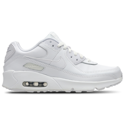 Grade School Shoes - Nike Air Max 90 - White-White-Metallic Silver