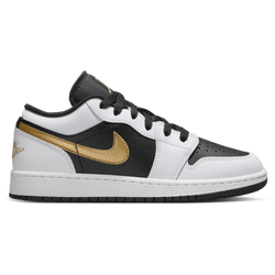 Grade School Shoes - Jordan 1 Low - White-Mtlc Gold-Black