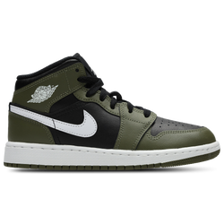 Grade School Shoes - Jordan Aj1 Mid - Black-White-Med Olive