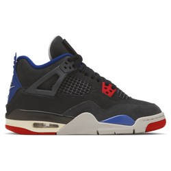 Grade School Shoes - Jordan Retro 4 - Black-Fire Red-Deep Royal Blue