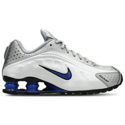 Grade School Shoes - Nike Shox R4 - White-Blue-Metallic Silver