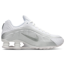 Grade School Shoes - Nike Shox R4 - White-Mtlc Silver-White