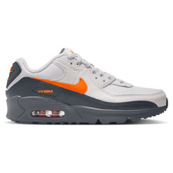 Grade School Shoes - Nike Air Max 90 - Vast Grey-Safety Orange
