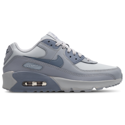 Grade School Shoes - Nike Air Max 90 - Wolf Grey-Armory Blue-Stealth