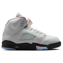 Grade School Shoes - Jordan Retro 5 - White-Med Soft Pink-Black