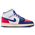 Jordan Aj1 Mid - Grade School Shoes White-University Red