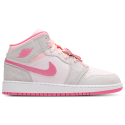Grade School Shoes - Jordan Aj1 Mid - Vast Grey-Pink Glow-Sail