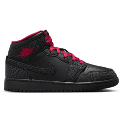 Grade School Shoes - Jordan Aj1 Mid - Black-Tough Red-Black