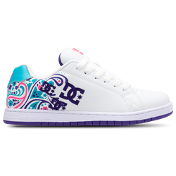 Grade School Shoes - DC Shoes Court Graffik - White-Purple