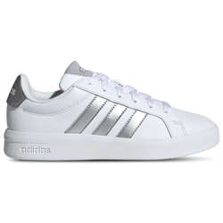 Grade School Shoes - adidas Grand Court 3.0 - Cloud White-Silver Metallic