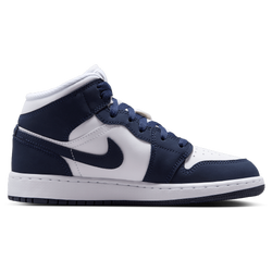 Grade School Shoes - Jordan Aj1 Mid - Obsidian-White