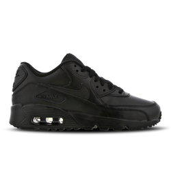 Grade School Shoes - Nike Air Max 90 Leather - Black-Black-Black