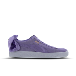 Grade School Shoes - Puma Suede Bow - Purple Rose-Purple Rose-White