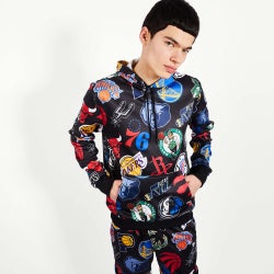 Men Hoodies - New Era NBA All Over Print - Black-Multi