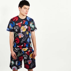 Men T-Shirts - New Era NBA All Over Print - Black-Multi
