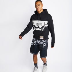 Men Hoodies - Mitchell & Ness Big Face 3.0 Chicago Bulls Over The Head - Black-Black
