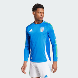 Homme Jerseys/Replicas - adidas Italy 24 Long Sleeve Home Authentic - Blue-Blue