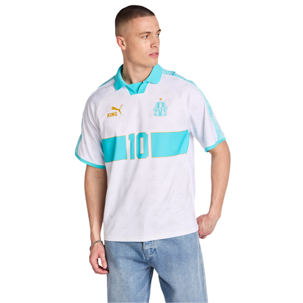 Puma Olympic Marseille King Retro Men Jerseys/Replicas - White - Size M - Poly Jersey