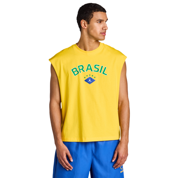 Jordan Brazil Uomo - Magliette Giallo - Taglia Xl - Jersey Di Cotone