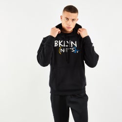 Men Hoodies - Nike Brooklyn Nets City Edition Over The Head - Black-Black