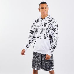 Men Hoodies - New Era NBA Placement Over The Head - White-White