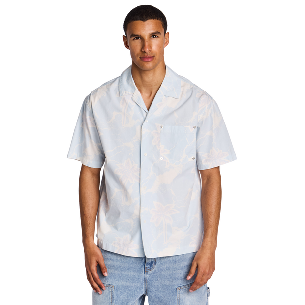 Tenzin Button Front Shirt Herren T-Shirts - Blau - Größe S - Poly Jersey Blue S