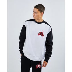 Men Sweatshirts - Jordan Classics Fleece Crew - White-Black-White