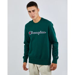 Men Sweatshirts - Champion Sctipr Logo Crew - Green-Green