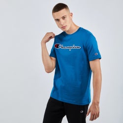 Men T-Shirts - Champion Athletic Logo - Blue-Blue