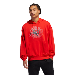 Men Hoodies - adidas Dm Po Hoodie - Red-Red