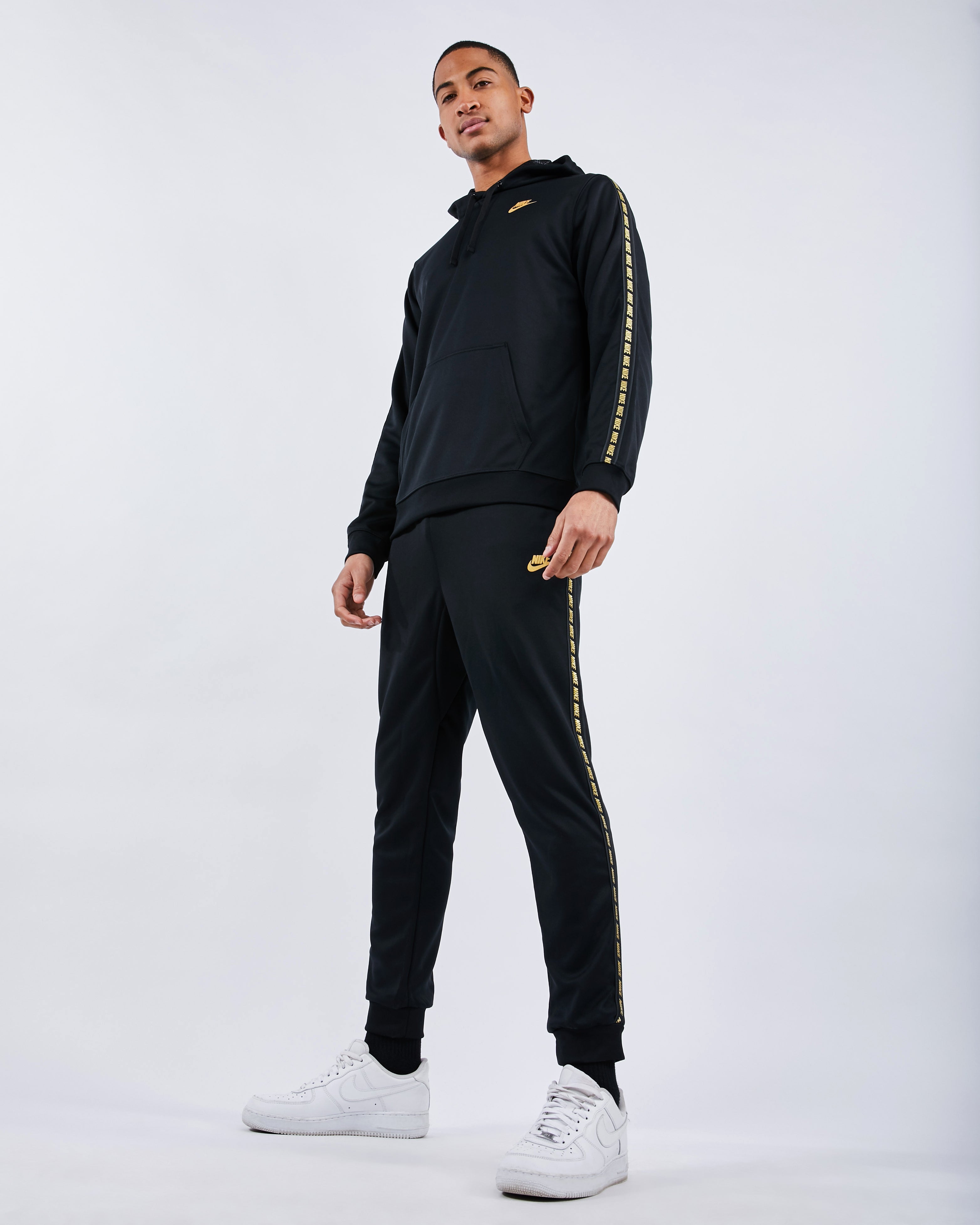 nike taped poly pants black