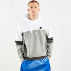 Men Hoodies - Nike Club Over The Head - White-Grey Heather-Charcoal Heather