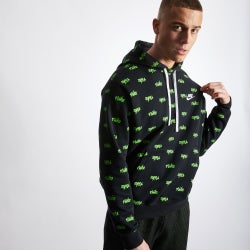 Men Hoodies - Nike Club Script - Black-Black-Mean Green