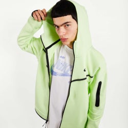 Men Hoodies - Nike Tech Fleece Full Zip - Lt Liquid Lime-Black