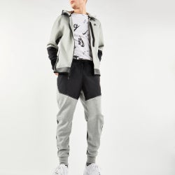 Men Pants - Nike Tech Fleece Jogger Cuffed - Dark Grey Heather-Dark Smoke Grey-Black